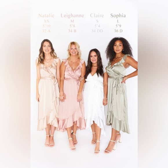 Show Me Your Mumu Samantha Ruffle Wrap Dress Moss Green Luxe Satin Large - Picture 9 of 9